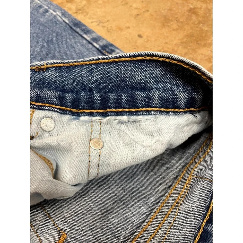 Levi's 505 Regular Fit Jeans Mens 31x34 Blue Denim Stonewash Mid Rise Straight - Picture 7 of 16